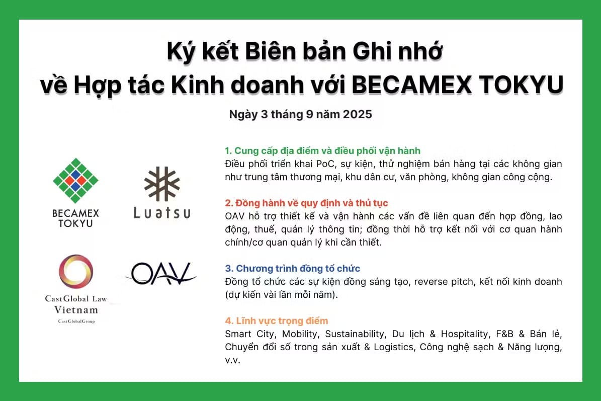Becamex Tokyu signed a Memorandum of Understanding (MOU) with Outbound Axis Vietnam (OAV).